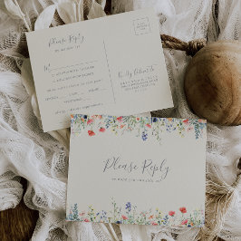 Radiant Wildflowerメニュー選択RSVPポストカード ポストカード