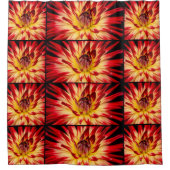 Radiant Yellow & Red Flower, Floral Close-up Shot シャワーカーテン (正面)