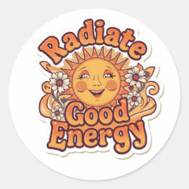Radiate Good Energy Retro Sun Sticker  ラウンドシール