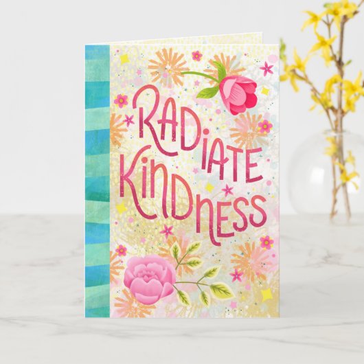 Radiate Kindness – Uplifting Hand Lettering カード (黄色い花)