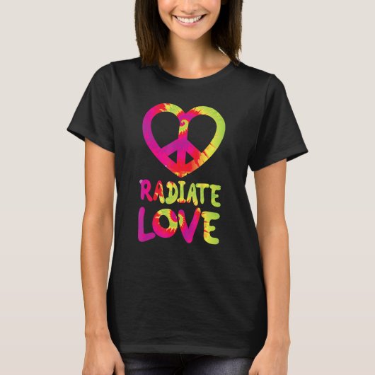 Radiate Love rainbow happiness hippies quote Tシャツ (正面)