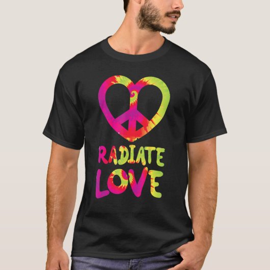 Radiate Love rainbow happiness hippies quote Tシャツ (正面)