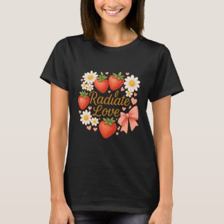 Radiate Love Strawberry Floral Design Tシャツ