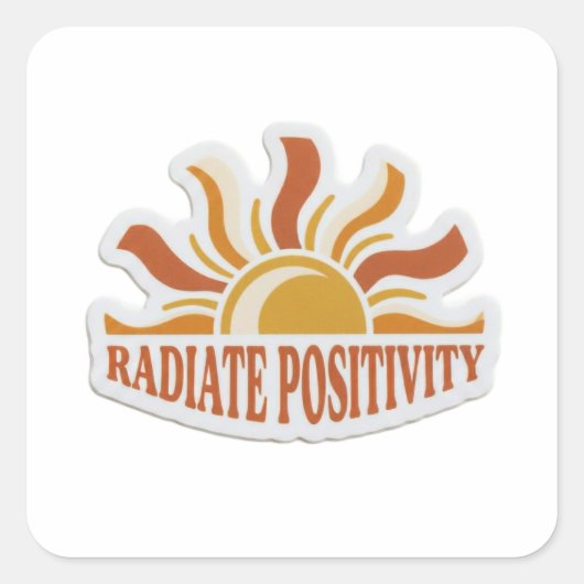 Radiate Positivity Retro Sun Sticker - 70s Boho In スクエアシール (正面)