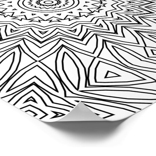 Radiating Angular Sunburst Geometric Mandala Art ポスター (角)
