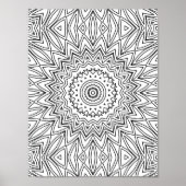 Radiating Angular Sunburst Geometric Mandala Art ポスター (正面)
