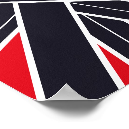 Radiating Black Stripes on Light Red Background ポスター (角)