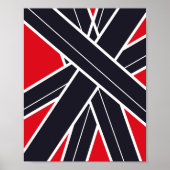 Radiating Black Stripes on Light Red Background ポスター (正面)