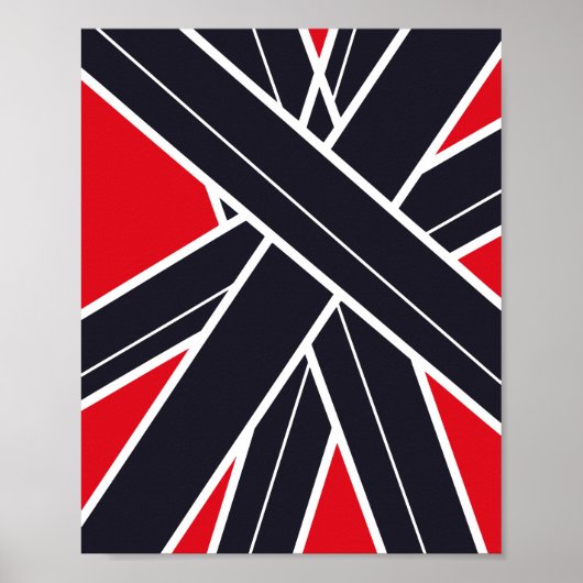 Radiating Black Stripes on Light Red Background ポスター (正面)