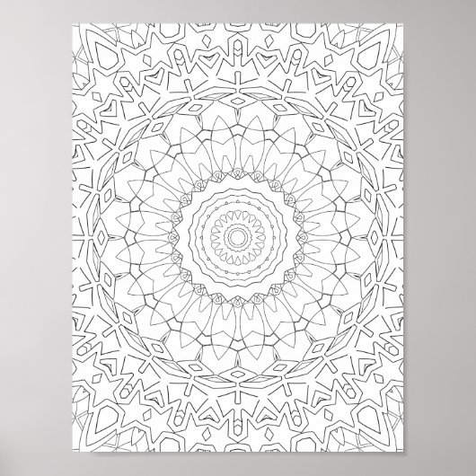 Radiating Star Petal Mandala Design ポスター (正面)