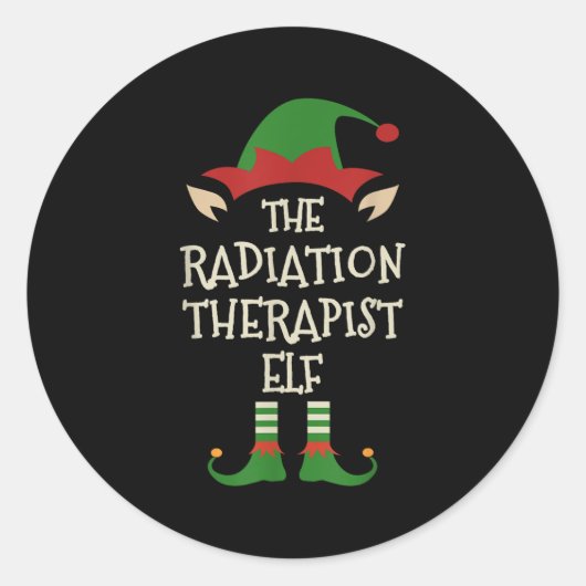 Radiation Therapist Elf Family Christmas Matching  ラウンドシール (正面)