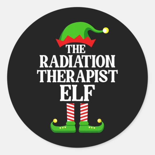 Radiation Therapist Elf Family Matching Group Chri ラウンドシール (正面)