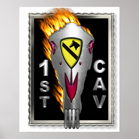 Radical Flaming Horse Skull 1st Cavalry Division ポスター (正面)