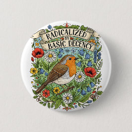 Radicalized by Basic Decency Aesthetic Art Bird 缶バッジ
