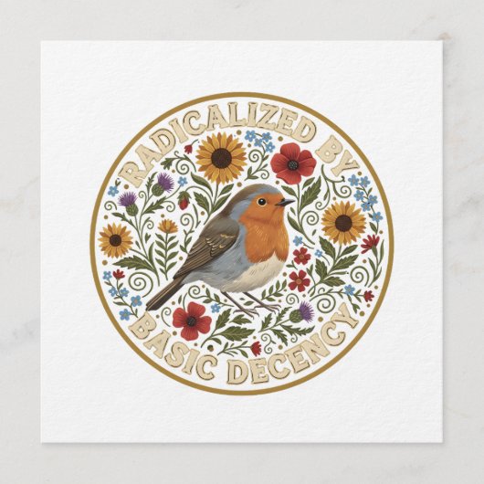 Radicalized by Basic Decency Bird Design – Vintage 招待状 (正面)