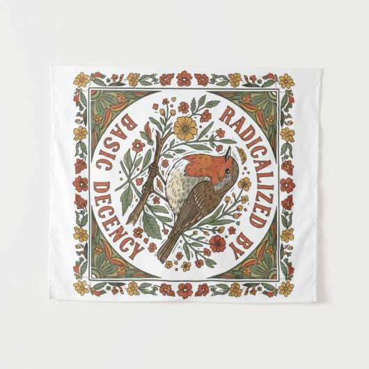 Radicalized by Basic Decency Bird Illustration  タペストリー (正面(横))