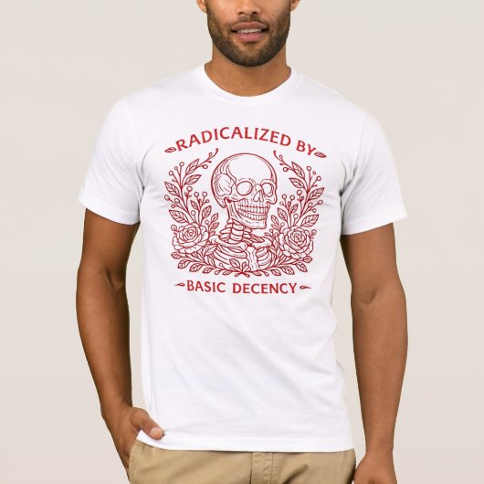 Radicalized By Basic Decency Skeleton & Roses  Tシャツ (正面)