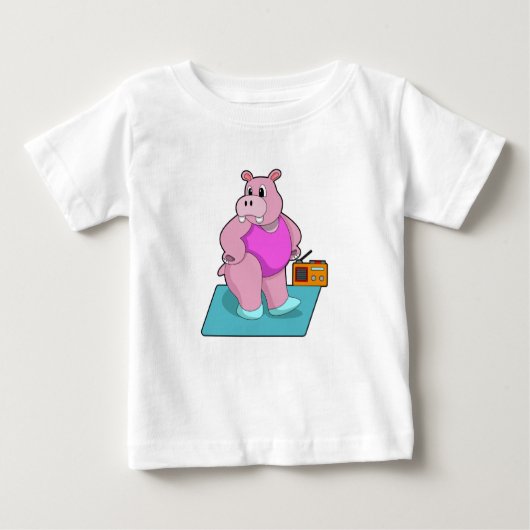 Radio.PNGとのフィットネスでHippo ベビーTシャツ (正面)