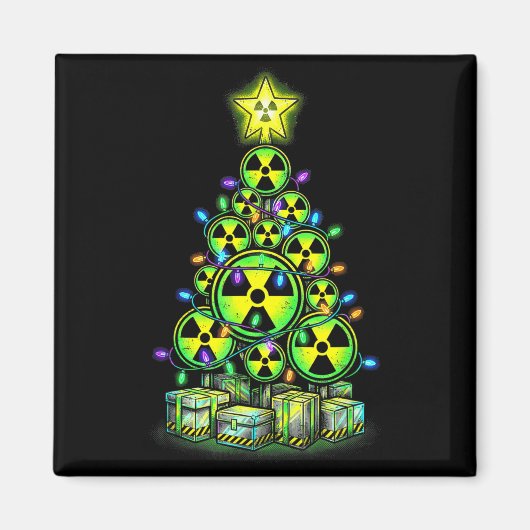Radioactive Christmas Tree Graphic Nuclear Warning マグネット (正面)