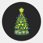 Radioactive Christmas Tree Graphic Nuclear Warning ラウンドシール (正面)