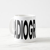 RADIOGRAPHER ブラックタイポグラフィ コーヒーマグカップ (正面左)