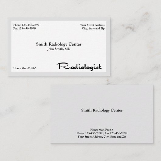 Radiologist Radiology Business Card 名刺 (正面/裏面)