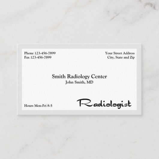 Radiologist Radiology Business Card 名刺 (正面)