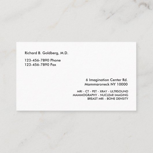 Radiology Labの名刺 名刺 (裏面)