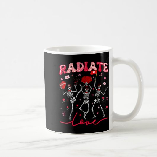 Radiology Radiate Rad Tech Valentine Skeleton Hear コーヒーマグカップ (右)