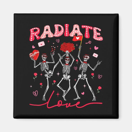Radiology Radiate Rad Tech Valentine Skeleton Hear マグネット (正面)