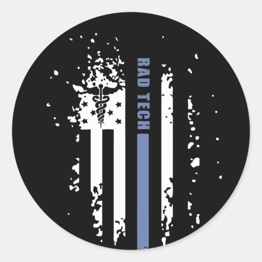 Radiology Tech American Blue Line国旗 ラウンドシール (正面)