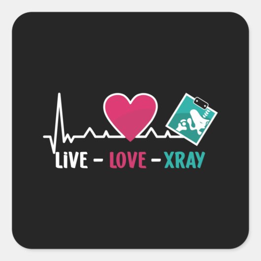 Radiology Tech Live Love Xray Nurse Technologist スクエアシール (正面)