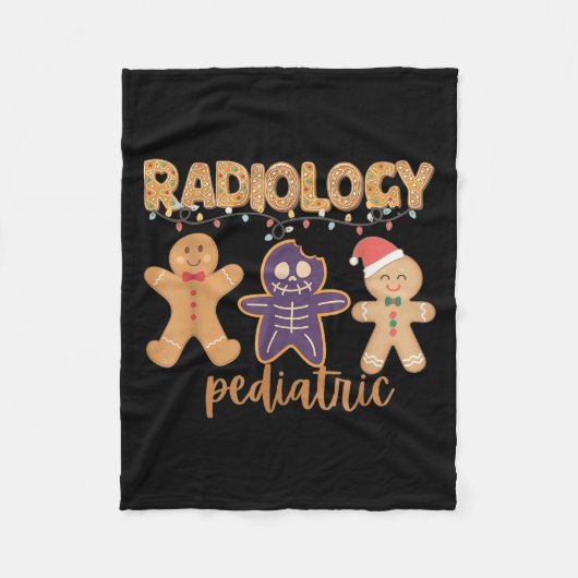 Radiology Tech Pediatric Christmas Gingerbread Man フリースブランケット (正面)