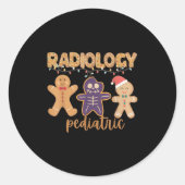 Radiology Tech Pediatric Christmas Gingerbread Man ラウンドシール (正面)