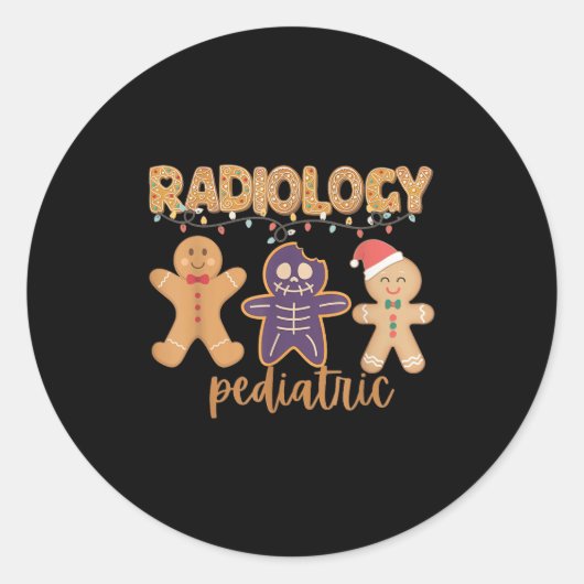 Radiology Tech Pediatric Christmas Gingerbread Man ラウンドシール (正面)