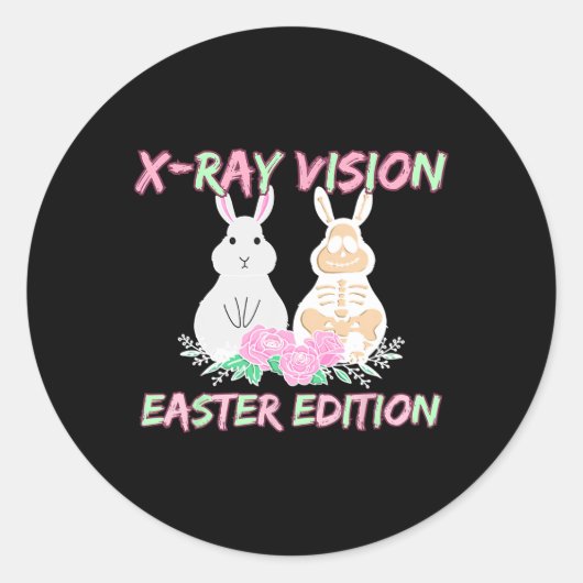 Radiology Tech X-ray Vision Easter Edition Bunny E ラウンドシール (正面)