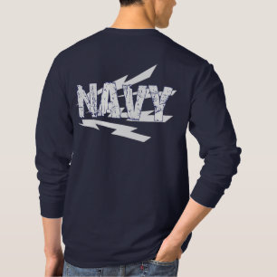 Radiomanの記章上のグランジなフォント海軍 Tシャツ