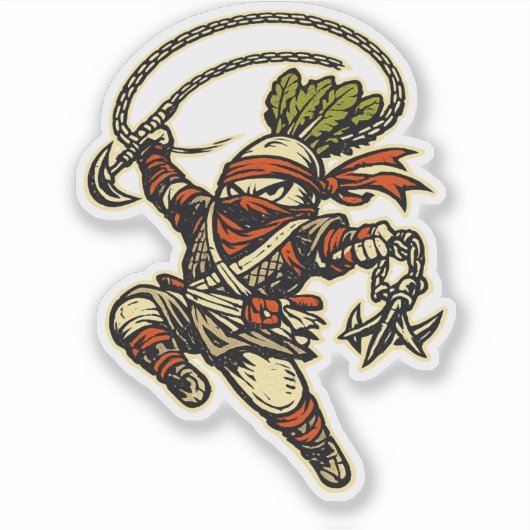Radish Raider — Funny Daikon Ninja Scout Vintage  シール (正面)