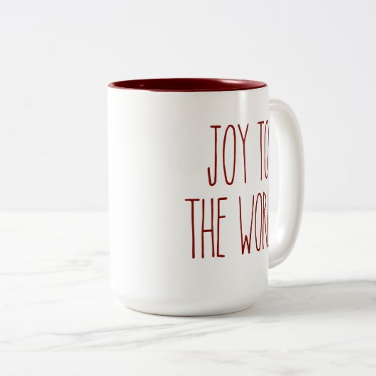 RAE DUNN世界インスパイアのコーヒーマグカップへの喜び ツートーンマグカップ (正面右)