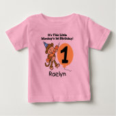 Raelynの小さい猿の最初誕生日のTシャツ ベビーTシャツ (正面)