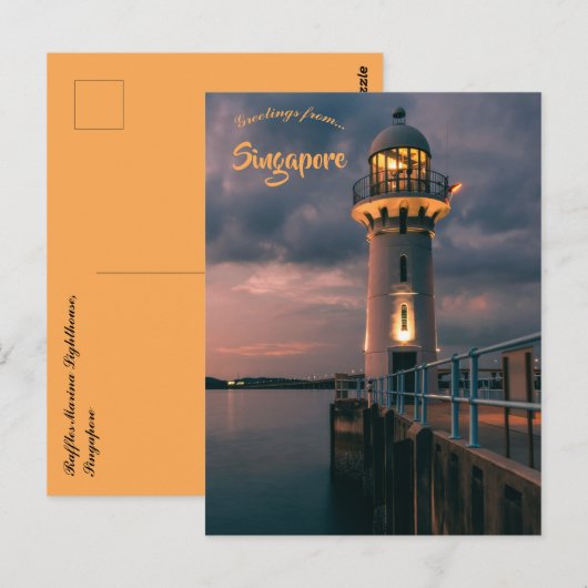 Raffles Marina Lighthouse in Singapore ポストカード (正面/裏面)