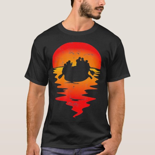 Rafting River Inflatable Boot Sunset Tシャツ (正面)