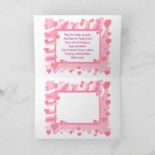 RAG DOLL & TEDDY Get Well Card カード (内部)