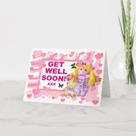 RAG DOLL & TEDDY Get Well Card カード (正面)