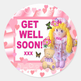 RAG DOLL & TEDDY Get Well Stickers ラウンドシール