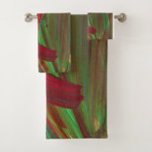 Rag To Riches 1 Bold Red Green Abstract Bath Towel バスタオルセット (インサイチュ)
