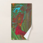 Rag To Riches 1 Bold Red Green Abstract Bath Towel バスタオルセット (ハンドタオル)