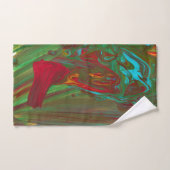 Rag To Riches 1 Bold Red Green Abstract Bath Towel バスタオルセット (ハンドタオル)