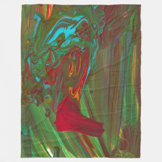 Rag To Riches 1 Bold Red Green Abstract Blanket フリースブランケット (正面)