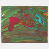 Rag To Riches 1 Bold Red Green Abstract Blanket フリースブランケット (正面(横))
